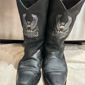 Harley-Davidson Black Leather cowboy boots